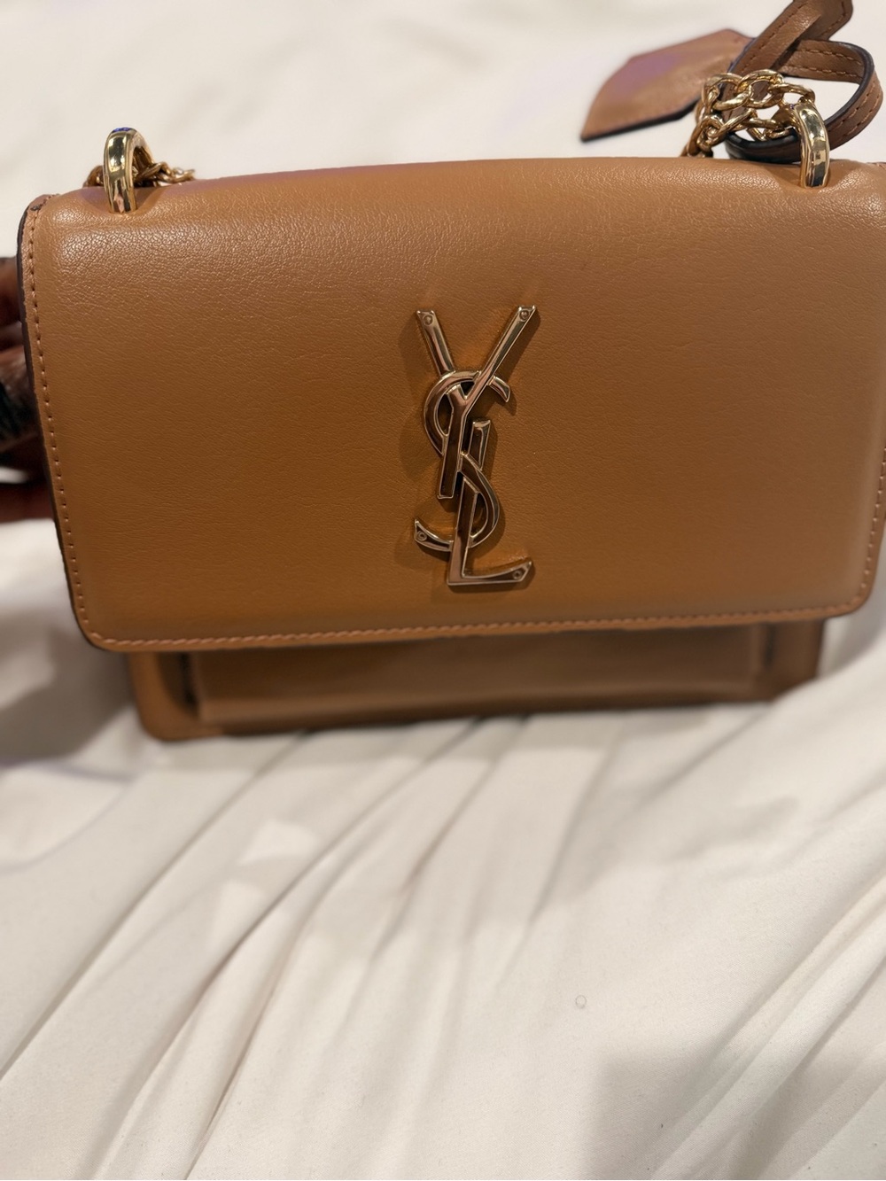 Saint Laurent INSPIRED Brown Leather Monogram Shoulder Bag